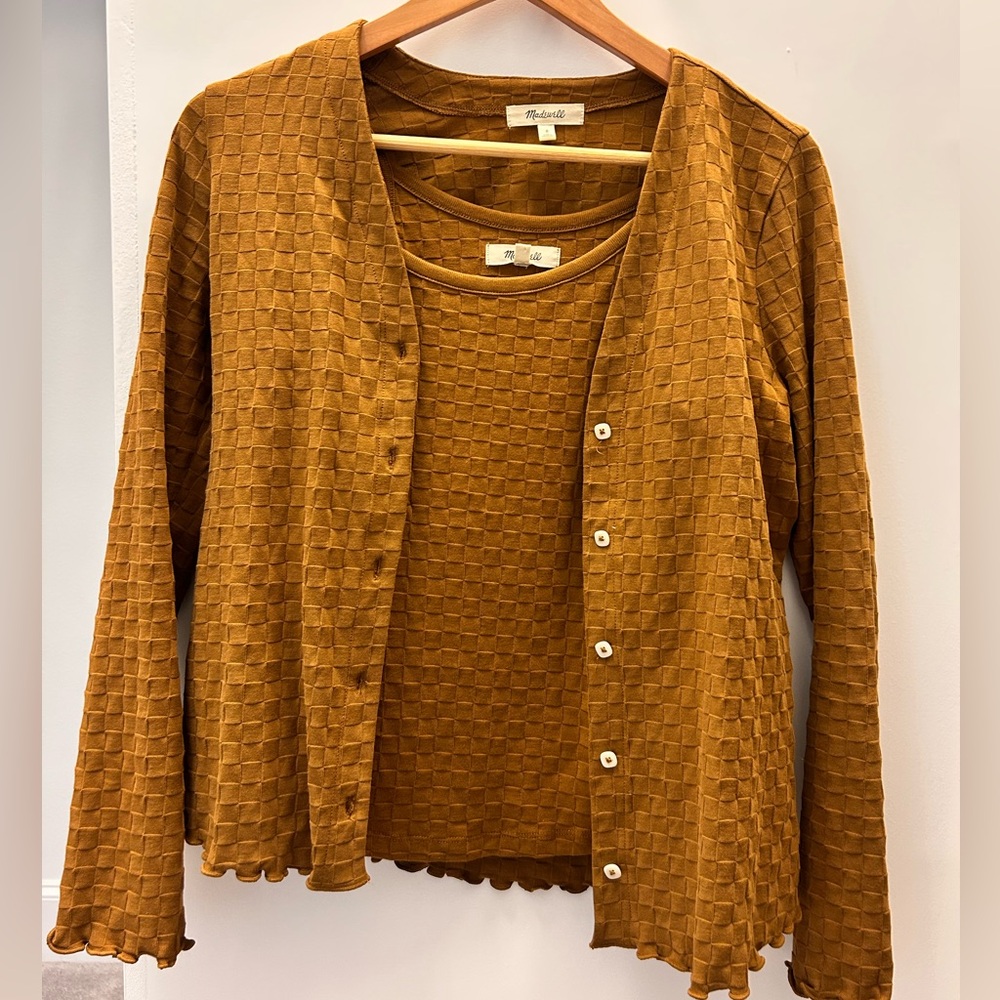 Like new Madewell brown/orange cardigan and tank set